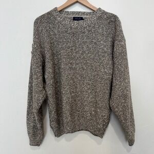 Old Glory Vintage Mens Marled Knit Crewneck Sweater Brown Wool Blend L Fisherman